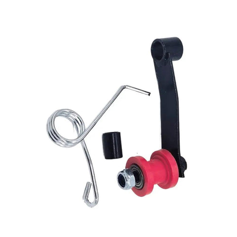 Ultimate Chain Tensioner Spring Roller Slider Guide Adjuster Pulley Kit For 110cc To 250cc ATV Quad Bike Parts, red roller, spring, black bracket