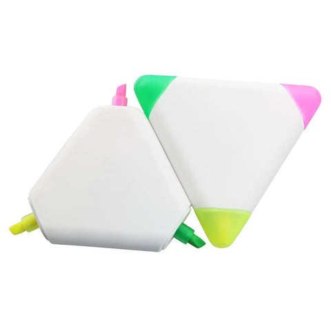 Top Tier Pack of Six Dope Triangular Highlighters Smooth Writing Plastic Markers Zero Leak Ink Big Vibe Design, two shown