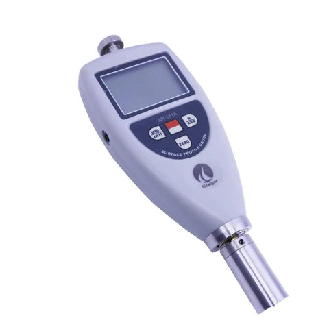 Pro Grade Surface Roughness Tester And Surface Profile Gauge With LCD Display 0 To 750 Microns Range For Shot Blasting Printing And Anti Corrosion Coating Durable Easy Readout Meter, angled view