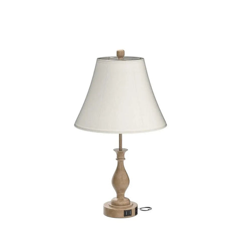 Cozy Farmhouse Style Table Lamp With Touch Control And 3 Way Dimming, Modern Nightstand Light With Two USB Ports And Built In Outlet