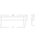 Technical drawing of Emtek Select Knurled Cabinet Pull In Satin Brass Stem Finish, US4 center-to-center 10-inch, 1 3/8-inch projection.