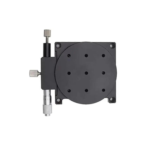 Top view of R Axis Rotary Stage Pro Grade with 360 Degree Rotation and Micrometer Micro Adjustment, aluminum platform RS90 L.