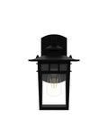 Front view of Modern Black Exterior Porch Light Wall Mount Lantern for Home Front Porch Patio Waterproof Outdoor Aluminum Clear Glass