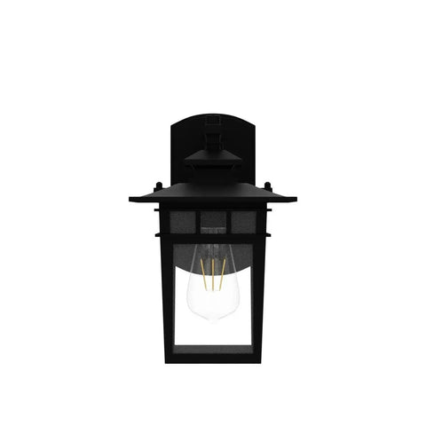 Front view of Modern Black Exterior Porch Light Wall Mount Lantern for Home Front Porch Patio Waterproof Outdoor Aluminum Clear Glass