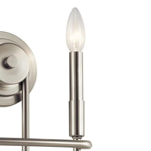 Classic Bronze 2 Light Wall Sconce, 10.75 Inch, side view of sleek metal arm with light bulb for warm ambient lighting.