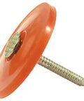 1 Inch 12 Gauge Ring Shank 304 Stainless Steel Plastic Cap Nails 100 Pack Workhorse Corrosion Resistant Framing Nails for Cedar Acq and Redwood Wood Repair Jobs close-up image of a plastic capped nail