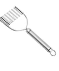 Potato crinkle slicer, stainless steel ripple cutter with handle and hanging loop