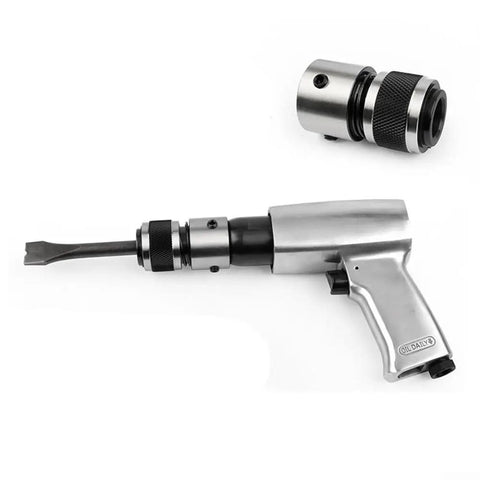 Quick Change Chisel Holder For Air Hammer And Chisel Easy Snap On Quick Release Tool Bracket Durable Metal Alloy Construction Works With Air Blades And Hammers Pack Of 2 Ideal For Workshop Pros And DIY Projects, installed on air hammer