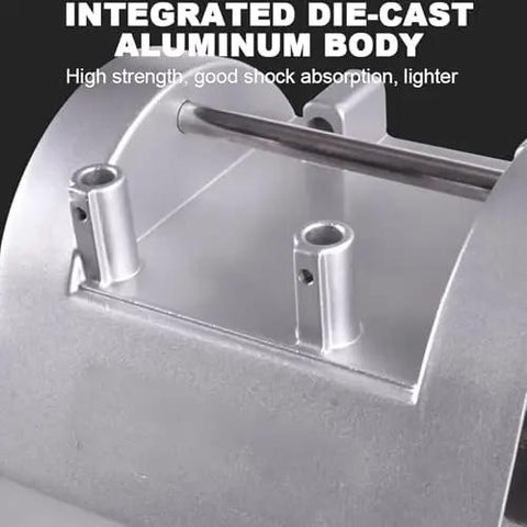 Close-up of the integrated die-cast aluminum body of the Professional Electric Knife Sharpener And Bench Grinder showing high strength features.