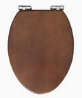 Top view of Built Tough Elongated Solid Wood Toilet Seat With Soft Close Hinges Thickened Natural Bark Veneer Cover.