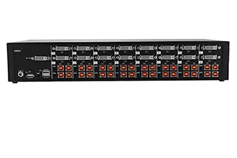 Badass 16 Port KVM Switch For Desktop Setup With Hella Secure NIAP Certification showing back panel connections.