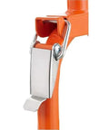 Close-up of the foldable barrel clamp handle for Road Ready Measuring Wheel With 3 Foot Circumference, designed for easy transport.