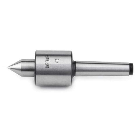 Side view: MT2 precision lathe live center with conical tip and cylindrical shank