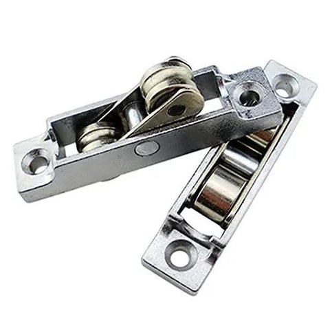 Hella Smooth Sliding Door Rollers And Window Wheels Stainless Steel Grooved Pulley Double Wheel Hardware Kit For Furniture Showers Drawers Rust Proof Heavy Duty showing a pair of stainless steel pulleys.