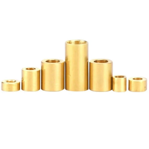 Ten Piece SMT Soldering Copper Nuts And Precision Bearing Sleeves For PCBs threaded brass sleeves in various sizes for electronics assembly.
