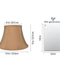 Natural Linen Spider Lampshade For Table Lamp And Floor Lamps 8x14x9 Inch size comparison with iPad, brown fabric, harp mount