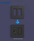 Two Gang Screwless Wall Plate Cover Matte Black Mid Size Thermoplastic Faceplate Unbreakable UL Listed Sleek Low Profile Decorator Receptacle and Switch Plate Cover 10 Pack