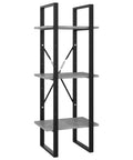 3 Tier Industrial Book Cabinet For Small Spaces Open Front Bookshelf with 3 shelves, engineered wood, concrete gray finish