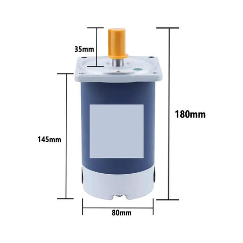 DC 12V And 24V Permanent Magnet Motor Paired With High Speed Worm Gear Reducer 120 Watts 1800 RPM shown with dimensions and design.
