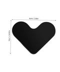 4 Pack Heart Shape Non Slip Rug Pads For Hardwood Floors And Tiles, dimensions visible, black color pad.