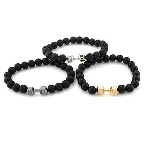 Three bracelets with dumbbell charm beads for jewelry making pack of 30 multicolor alloy DIY spacer charms pendant engraved live lift