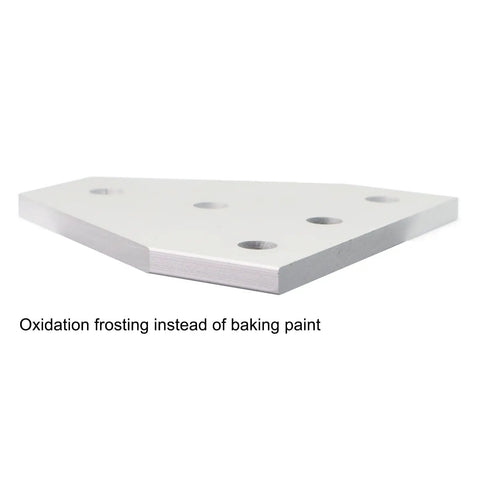 Close-up of aluminum corner bracket with oxidation frosting, part of 10 Series 1010 Aluminum Extrusion Corner Bracket Kit with 8 T-brackets.