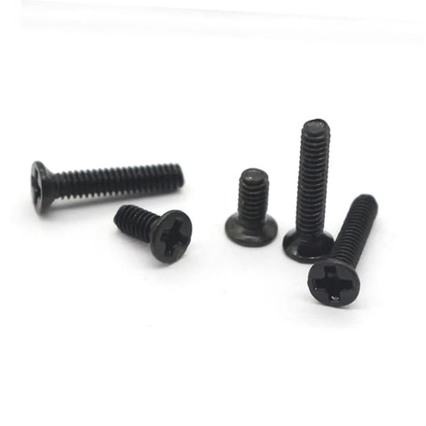18 Piece Miniature Screw Assortment Kit With Flat Head And Countersunk Tiny Machine Screws shown in close-up image