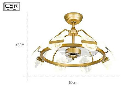 Modern Iron Ceiling Fan With Built In Led Light Combo Featuring Slick Nordic Lines Hella Smooth Variable Speed Options And Rich Coffee Blades For A Top Tier Living Room Setup, showing design with 65cm diameter and 48cm height.