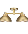 Two Light Semi Flush Mount Ceiling Fixture With Industrial Metal Shade Vintage Inspired Modern Style Lighting For Living Room