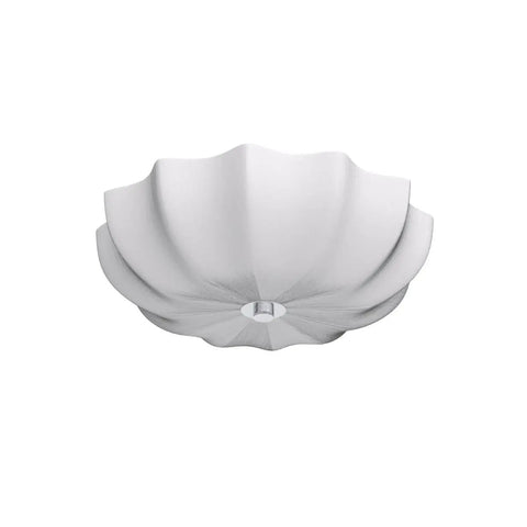 White Fabric Drum Shade Flush Mount Ceiling Light Fixture Three Light Modern Chandelier for bedroom, dining room, living room.