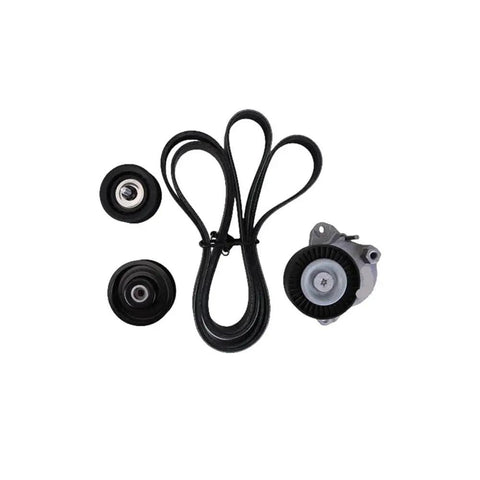 High Grade Aluminum Belt Tensioner Pulley Kit Upgrade For M272 M273 Engine C350 E350 E550 Models Fresh Fit Under Hood Replace Worn Drive Belts Mercedes 4 Piece Set; 4-piece pulley kit with belt