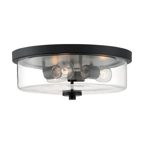 Sommerset 3 Light Flush Mount Fixture With Clear Glass Shade In Brushed Nickel Finish Modern Ceiling Lighting For Damp Locations