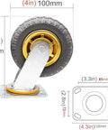 Heavy Duty Rubber Swivel Casters With Locking Brakes Set Of Four For Home Furniture And Utility Carts Smooth Dual Bearing Wheels 100mm wheel size