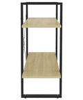 Two-Tier Book Cabinet In Sonoma Oak Finish Made From Engineered Wood, front view showing two shelves and metal frame