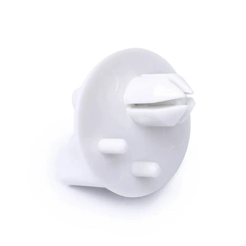 Four Pack 241993101 Refrigerator Shelf Support Clips Heavy Duty Plastic Crisper Bin Holder Pins Universal Fit For Frigidaire Kitchen Appliances, side view of a white plastic clip.