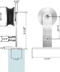 Detailed dimensions of 6 Foot Top Mount Stainless Steel Sliding Barn Door Hardware Track Kit For 30 To 36 Inch Single Doors Heavy Duty Anti Rust And Quiet Smooth Sliding Easy Install components.