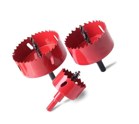 3-piece 4 1/4 Inch HSS Bi-Metal Hole Saw Kit With Pilot Drill Bit, arbor, and hex key for wood, metal, plastic, drywall, and PVC cutting