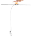LED Clamp Desk Lamp With Gooseneck, Eye Care Desk Light For Home Office, Remote Control, 5 Color Temperature Settings, Flexible 12W