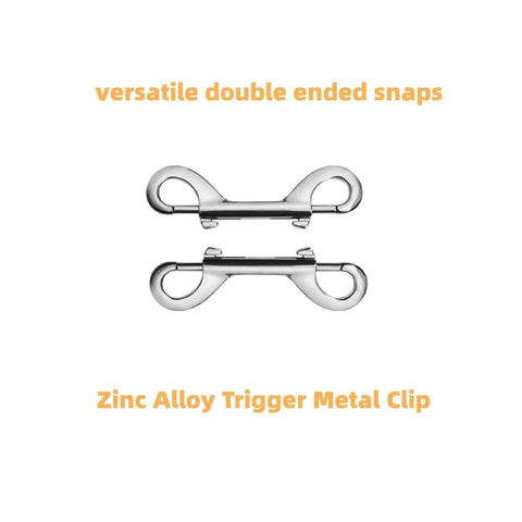 Front view of two silver zinc-alloy double-ended snap hooks, 2.75 in, for leashes or keys.
