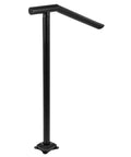 Rock Solid Floor Mounted Stair Handrail For 2 To 3 Steps And 36 Inch Wide Iron Step Railing with smooth curve grip in matte black finish.