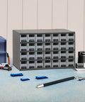 Heavy Duty Garage Storage Cabinet With 28 Drawers For Small Parts And Hardware, Built Like A Tank Steel Organizer For Nails Screws Bolts Nuts And Tools, 17 W X 11 D X 11 H, Gray