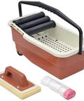 Easy Grout Cleaning System With Two Point Seven Gallon High Capacity Tank Drip Proof Bags Yellow Sponge Trowel With Handle Grate And Wheels
