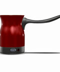 Red Electric Turkish Coffee Pot Kettle With Cool Touch Handle And Stainless Steel Body Travel Size 0.3L Fast Boil In Minutes