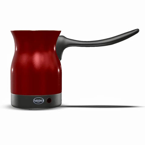 Red Electric Turkish Coffee Pot Kettle With Cool Touch Handle And Stainless Steel Body Travel Size 0.3L Fast Boil In Minutes