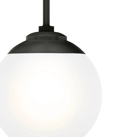 Hepburn 1-Light Modern Brass Pendant Light With Globe Shaped White Glass Shade, close-up of dimmable globe shade