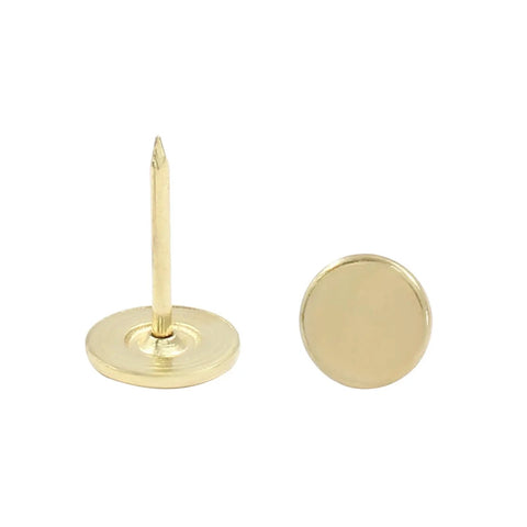 Top Shelf Gold Flat Head Thumb Tacks 100 Pack Kickin Push Pins For Bulletin Boards And Office Setup Solid Small Metal Pin Nails measuring 11x17mm