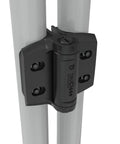 TruClose Built To Last Heavy Duty Round Gate Hinges For Fence Frames Self Closing With Alignment Legs And Round Adapters Fits Post 48mm to 51mm Or 73mm Diameter For Gates Up To 60kg 132lbs, black hinge on round posts
