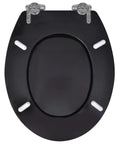 Top Tier Soft Close Toilet Seat Drop Down Lid In Sleek Matte Black Sturdy Mdf Panel Zero Slam Motion Straight Up Easy Swapping For Any Standard Residential Bathroom Setup Today, top view.