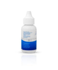 Back view of a 1.3oz bottle of Light Hold Hair Replacement Adhesive for Poly and Lace Wigs and Toupees, blue and white packaging