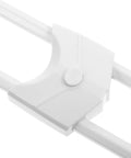 Close-up of 6 Piece White Childproof Cabinet Locks For Babies Easy Install No Drill Plastic Safety Locks For Kitchen Cabinets And Drawers